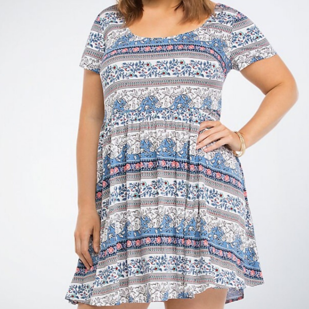Torrid Mosaic Floral Cross Back Dress